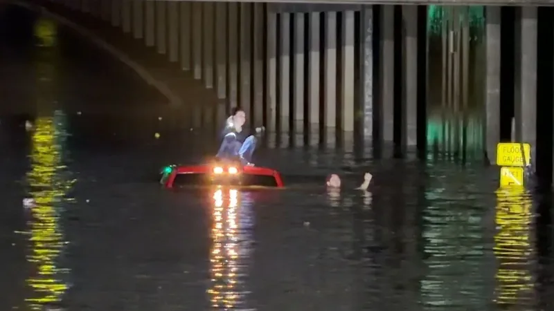 Abilene firefighters rescue woman from flooded underpass amid flash flood warning