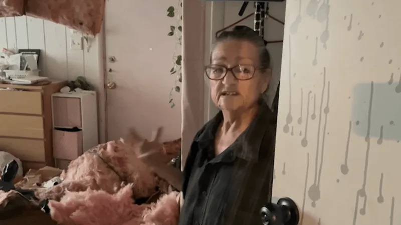 82-year-old woman fears more home damage after storm tore off her roof last month.