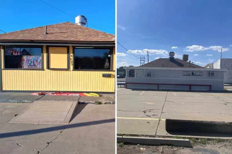Bright Yellow Building on 45th in Amarillo Turns Gray