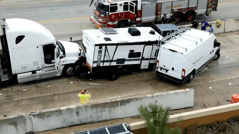 I-10 East closed after multi-vehicle crash involving 18-wheeler