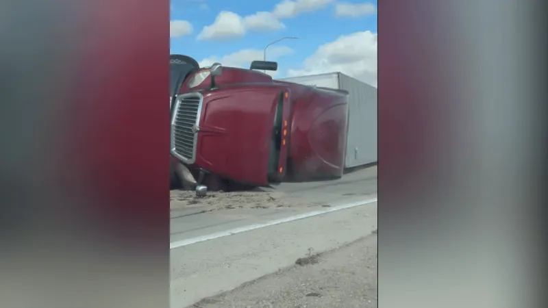 Updates pending as semi-truck rollover backs up traffic near Anthony Gap
