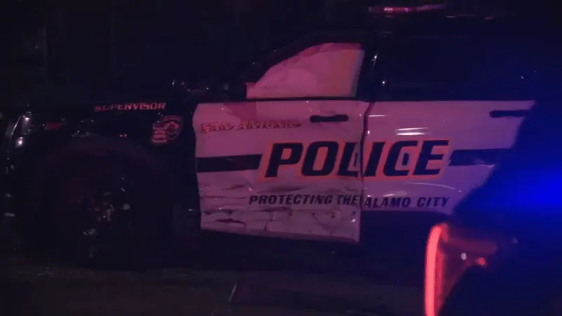 One detained after SUV hits San Antonio police sergeant's patrol car and flees