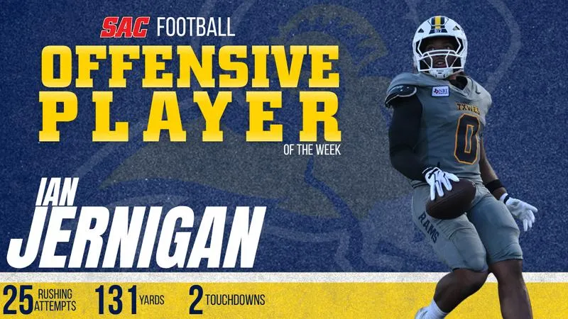 FB: Jernagin Earns SAC Digital Scoreboards Offensive Player of the Week Honors