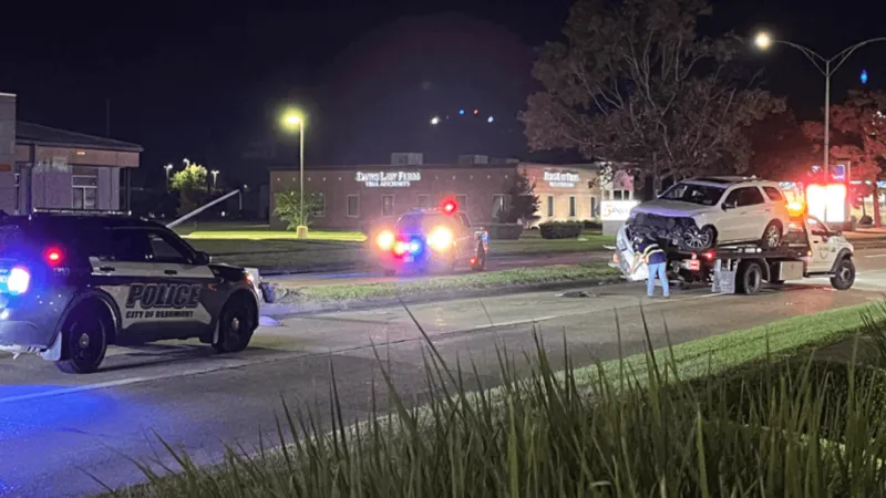 BREAKING: Utility pole crashes to the ground after collision on Dowlen at Old Dowlen