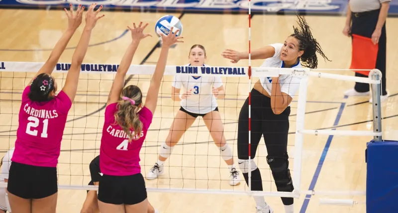 BLINN VOLLEYBALL FALLS TO TRINITY VALLEY IN FOUR SETS
