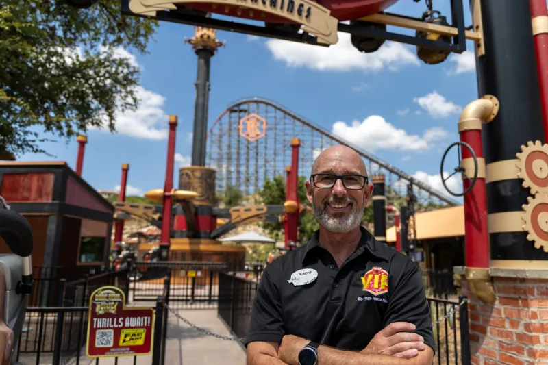 A summer job at a theme park got Robert Bustle hooked. Now he's running Fiesta Texas.