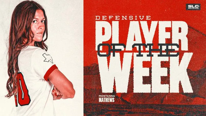 Mathews Named Southland Defensive Player of the Week