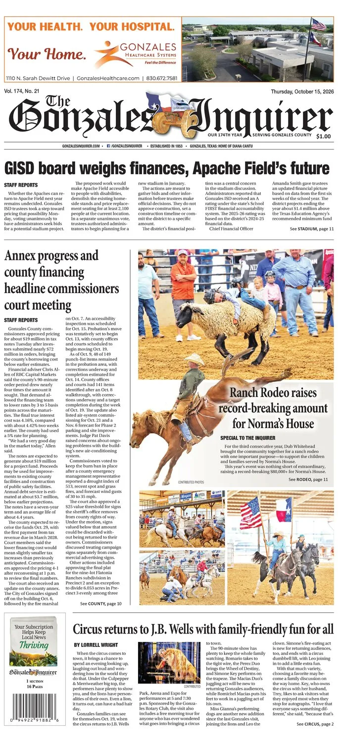 Thursday, October 15, 2026