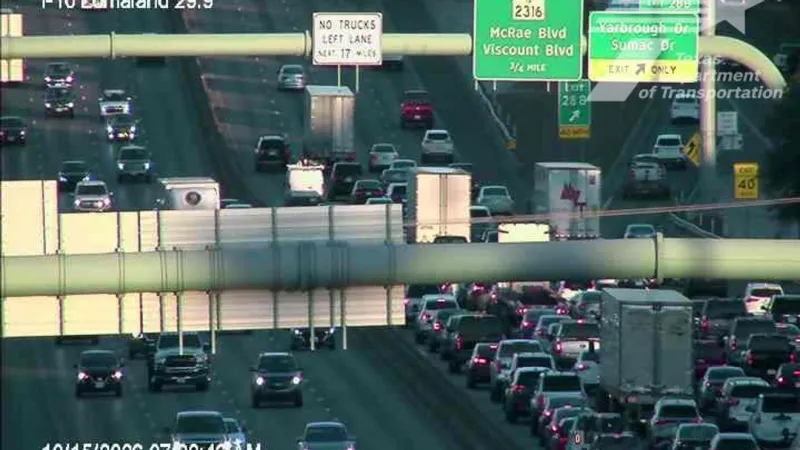 Crash blocks left lane on I-10 West at Lomaland just after 7 a.m. Thursday