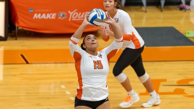 Volleyball swept by TWU in three close sets