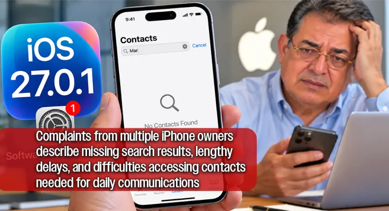 iPhone User Reports Persistent Contact Search Problems After iOS 27.0.1 Update