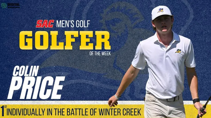 MGOLF: Price Named Digital Scoreboards SAC Men's Golfer of the Week