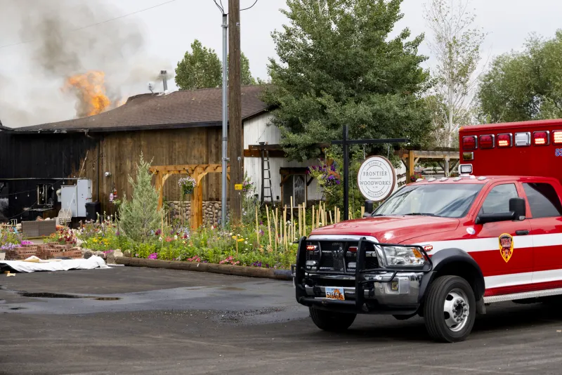 Flames engulf Frontier Woodworks in Francis