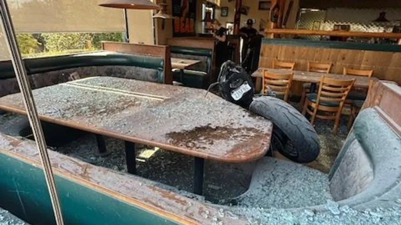 Motorcycle crashes through Black Bear Diner window in Draper