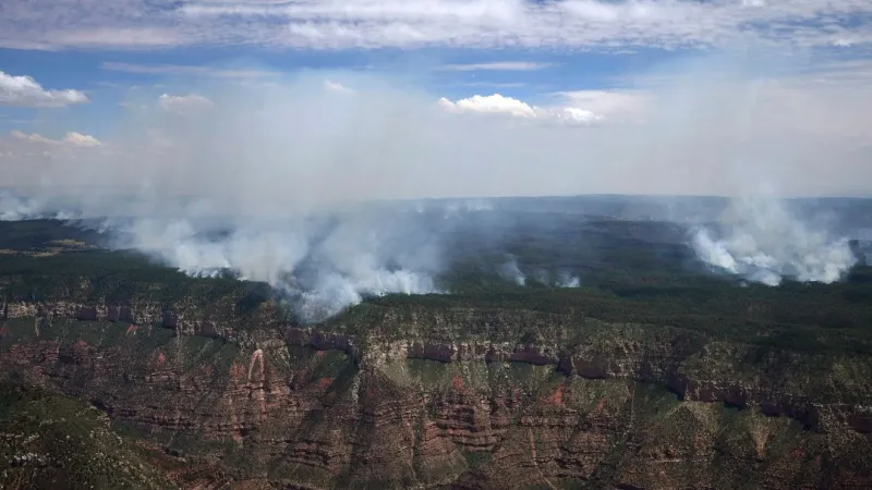 Dragon Bravo Fire expands over 25% in one day on Grand Canyon's North Rim
