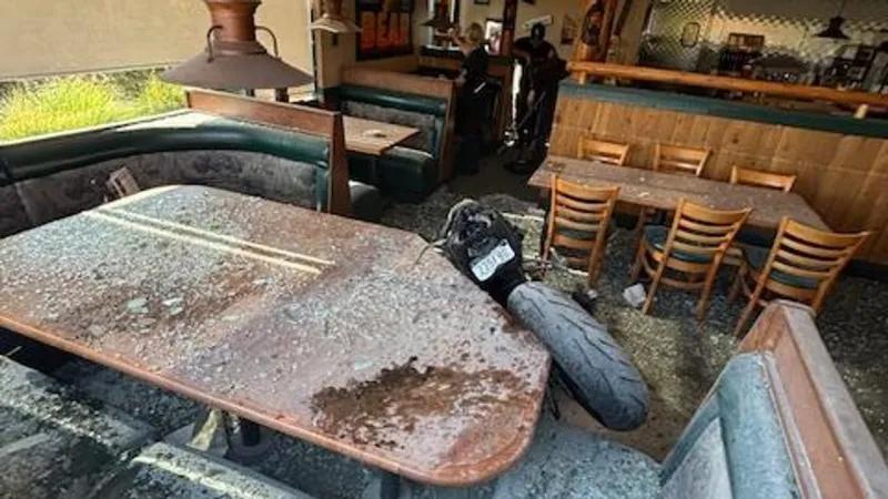 Guests, staff uninjured after motorcycle crashes into Black Bear Diner