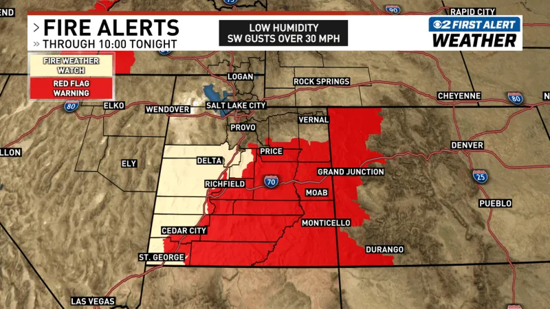Isolated thunderstorms possible across northern Utah as south faces critical fire weather