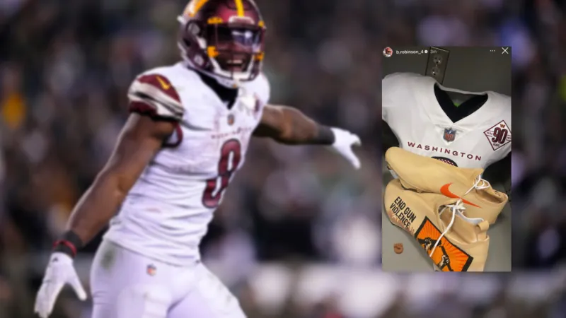Brian Robinson Jr. posts photo of statement cleats ahead of Sunday's game