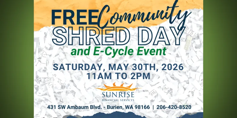 REMINDER: Free Shred Day and E-Cycle Event returning to Burien this Saturday, May 30