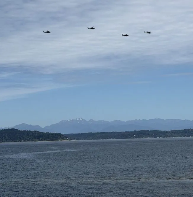 UPDATE: Helicopters over West Seattle before World Cup flyover