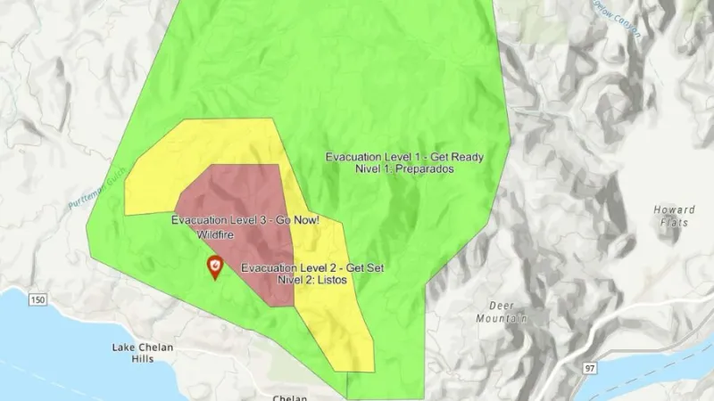 Level 3 'Go Now' evacuations issued for area near Lake Chelan