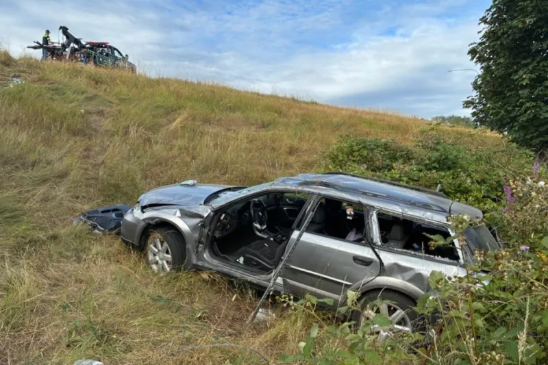 [PHOTOS] Car Rolled Down an Embankment on US101 in Clallam County