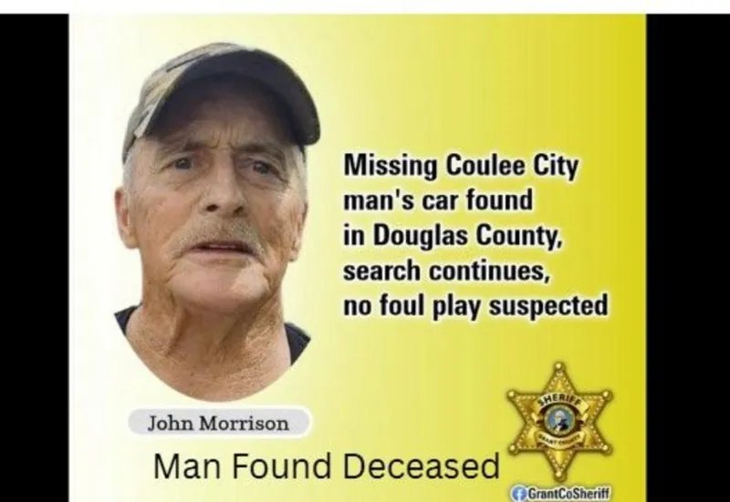 Missing Coulee City Man's Body Found in Remote Douglas County