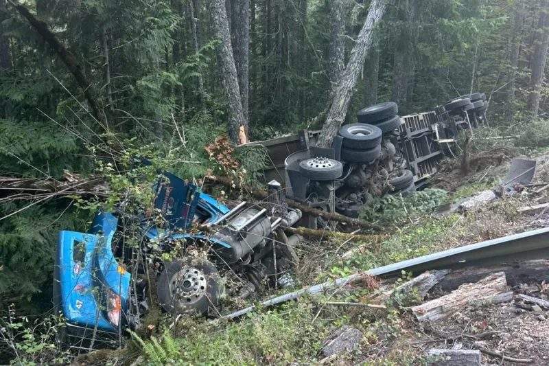 Diesel and Trash Spilled in US-101 Ditch After Driver Fell Asleep