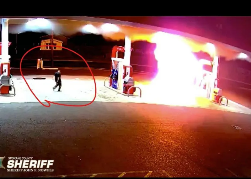Spokane Man Sets a Gas Pump On Fire to "Get Deputies Attention"