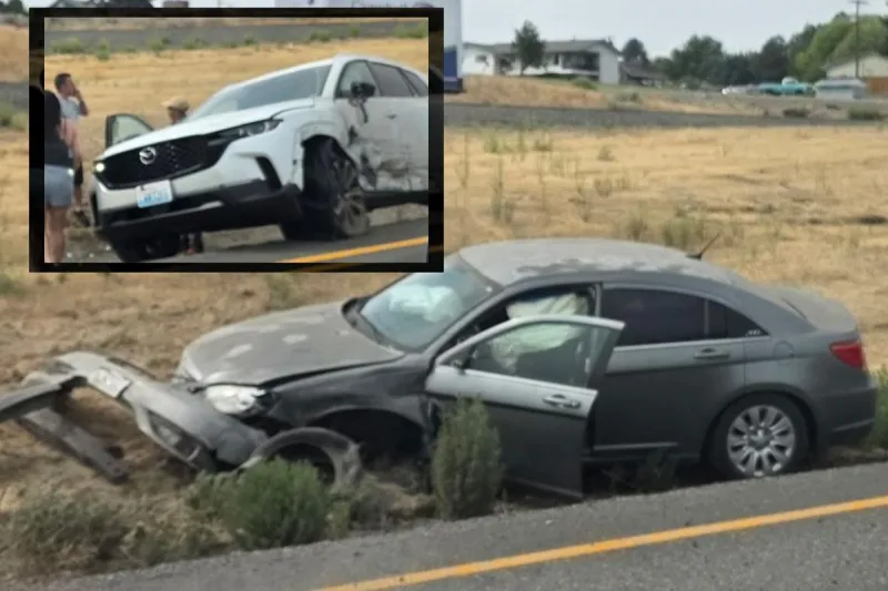 Noon Crash Sends Cars into Ditch on SR-240 in Kennewick