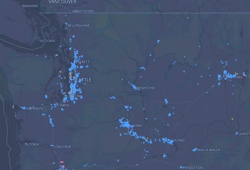 Washington Counties with the Largest Amount of Flock Cams