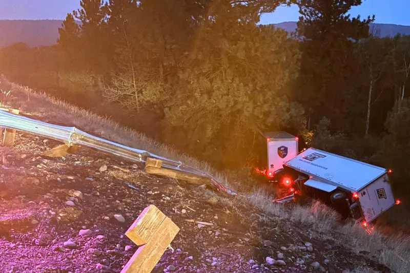 Two-Trailer Semi Got Lucky This Morning in Crash Down Steep Grade