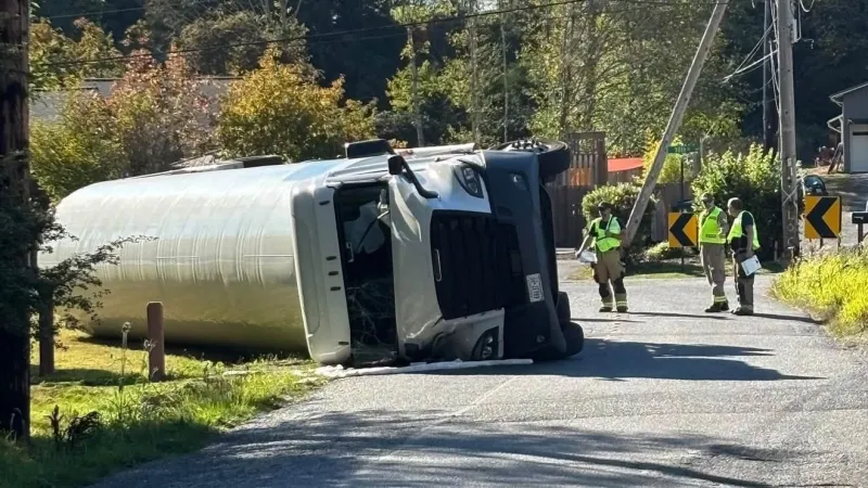 Homes, businesses evacuated after liquid hydrogen tanker overturns in Bellingham
