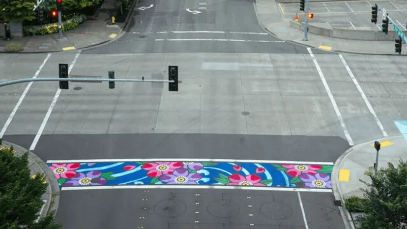 Four bright crosswalks, two artists, one survey: Bellevue tests painted safety