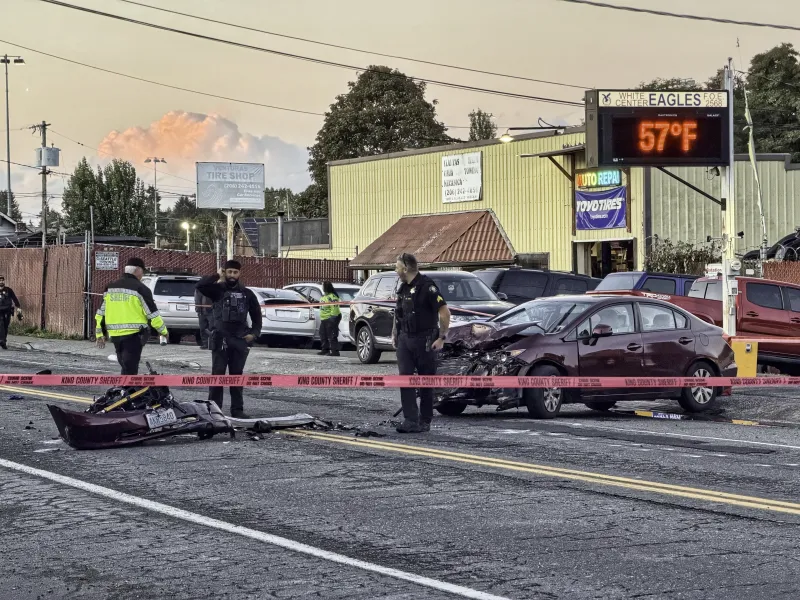 UPDATE: Motorcyclist car collision in White Center sends one to hospital; He was still alive at last report