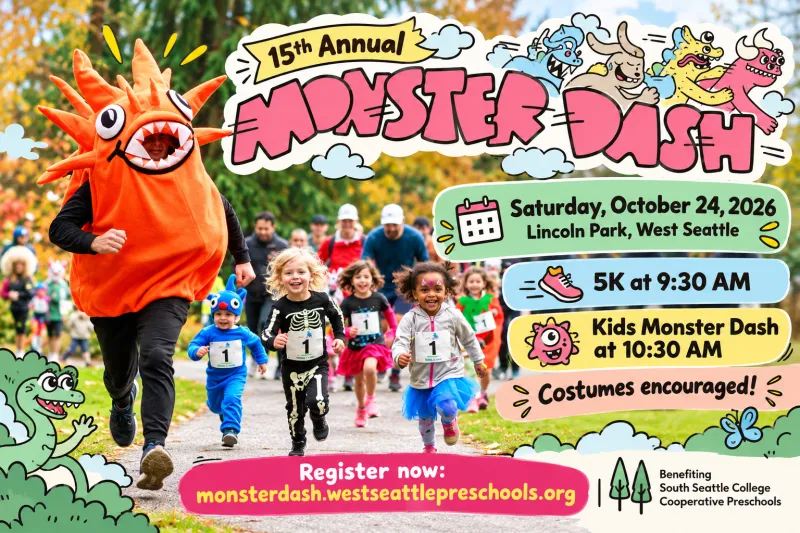 Fifteen years of community and costume: West Seattle Monster Dash rallies to save local preschool programs