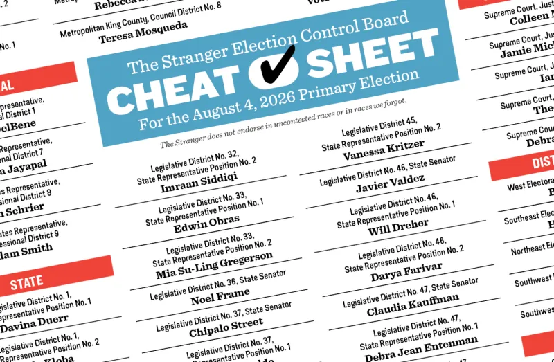 The Stranger Election Control Board 2026 General Election Cheat Sheet