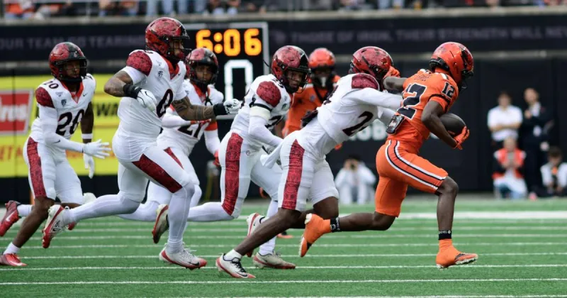 Oregon State's Jesse Legree regains national receiving lead with 191 yards, 3 touchdowns against San Diego State