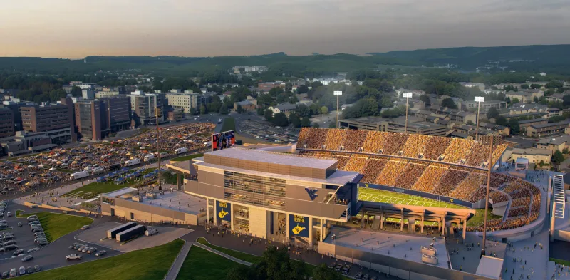 AD Wren Baker provides updates on West Tower Project for WVU's Milan Puskar Stadium