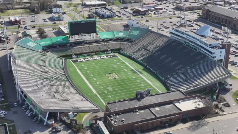 Work begins on light replacement project at Marshall's Joan C. Edward Stadium