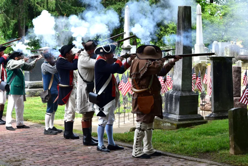 Rain clears away for the Marietta Chapter SAR and DAR Mound Cemetery service