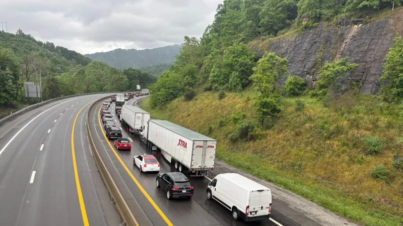 Tractor trailer crash stalls northbound traffic along W.Va. Turnpike in Fayette County