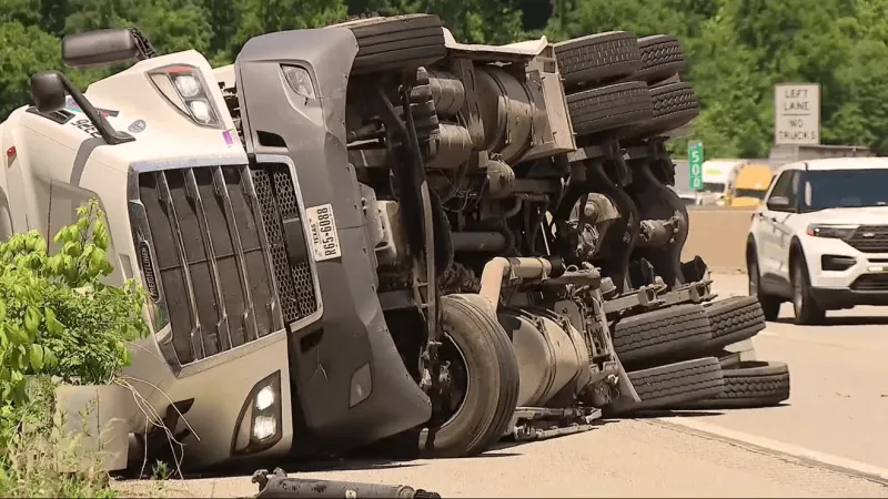 Tanker rolls over, closing a portion of Interstate 64 East in Kanawha County
