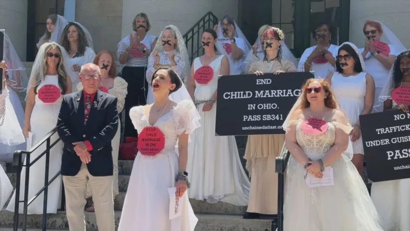 Ohio child marriage ban bill stalls as former child brides protest at Statehouse