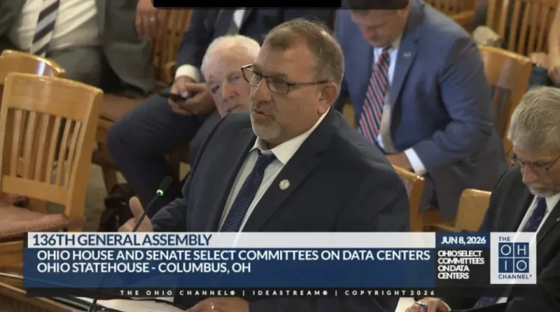 Washington County Commissioner Charlie Schilling testifies to Ohio Joint Data Center Committee