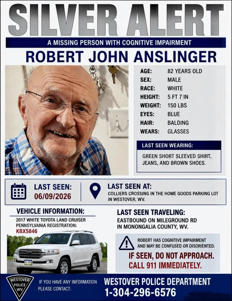 Westover police issue silver alert for missing 82-year-old man
