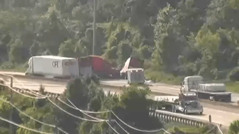 Tractor-trailer crash slows traffic on Interstate 64 West in Kanawha County