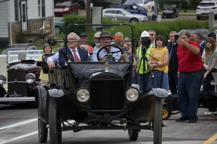 DeWine Leads First Ride Over Reopened Blaine Hill Bridge