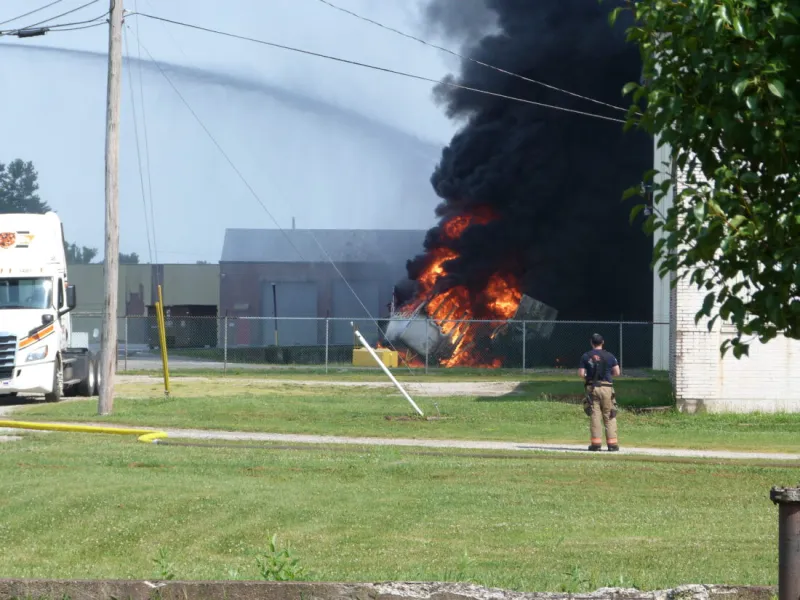 Fire crews battling blaze at Peoples Cartage