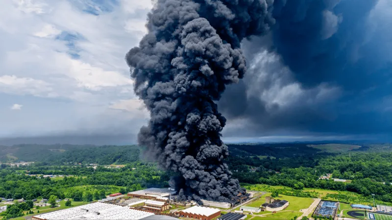 SCENE PHOTOS: Massive fire burns warehouse in Parkersburg, W.Va.